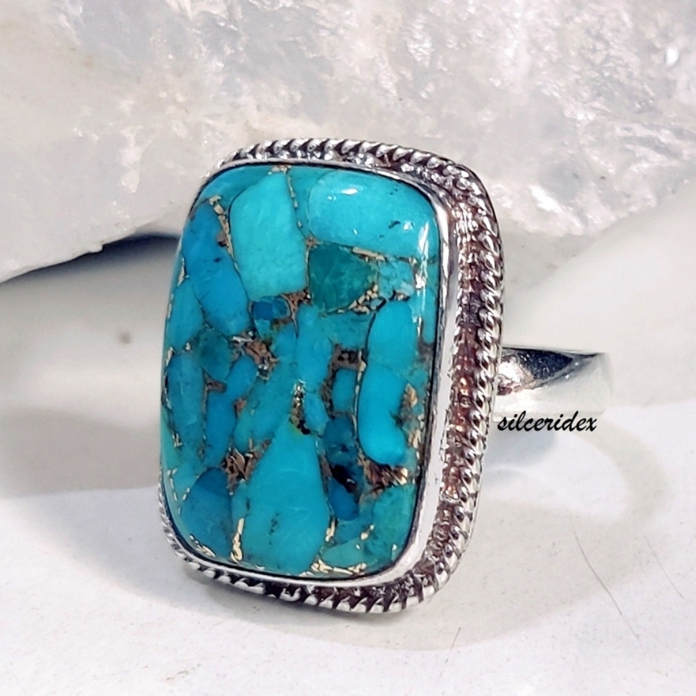 Sterling Silver Copper Turquoise Ring